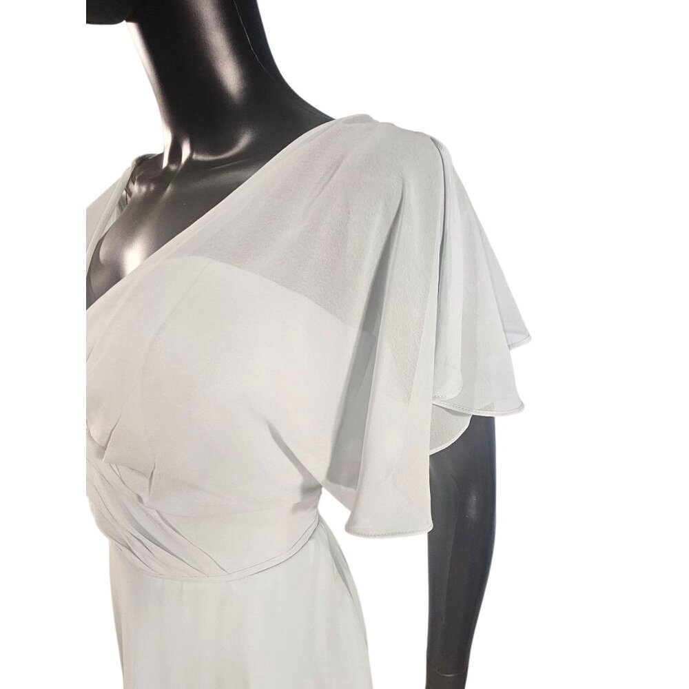 NWOT Seaglass Chiffon Flutter Sleeve A-Line Maxi Formal Dress - Mori Lee - Picture 2 of 11